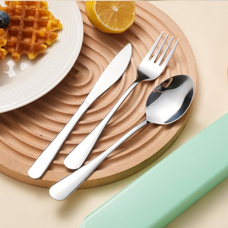 Portable Cutlery Set Stainless Steel Spoon Knife Fork With Storage Box School Travel Camping Faltware New Year Christmas Gift