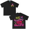 Be Happy Lift Heavy Colorful Bubble Font Dumbbell Smile Graphic TShirt Tees Unisex Unisex Aesthetic Trend Fashion Cotton Tshirts