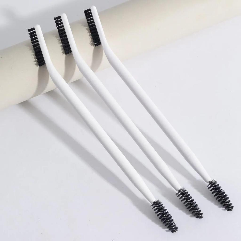 3Pcs Dual-Ended Eyebrow & Eyelash Brushes, Thin & Stiff Professional Makeup Tools for Women