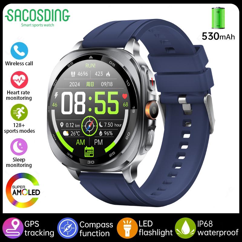 2025 New Military Bluetooth Call AMOLED Smart Watch Built-in GPS Compass Barometric Altimeter Waterproof Sports Smartwatches Men