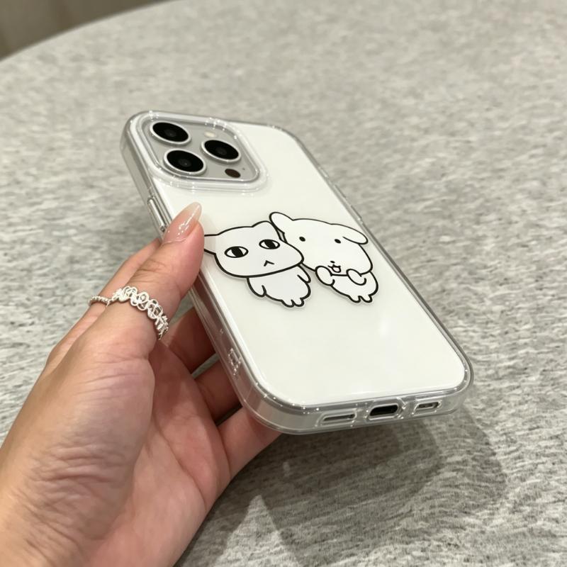 Kawaii Creative Cartoon Puppy Cat Phone Case For iPhone 17 Air 16 15 14 13 12 11 Pro Max 16e X XR XS 7 8 Plus Shockproof Cover