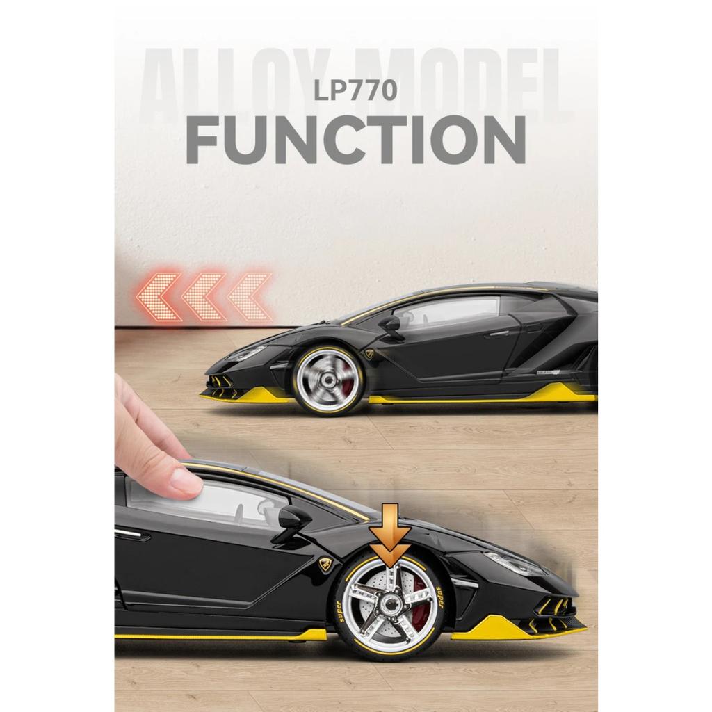 1/18 Lamborghini Scale Centenario LP770-4 Super Racing Car Alloy Metal Diecast Model High Simulation Sound & Light Gift for Boy