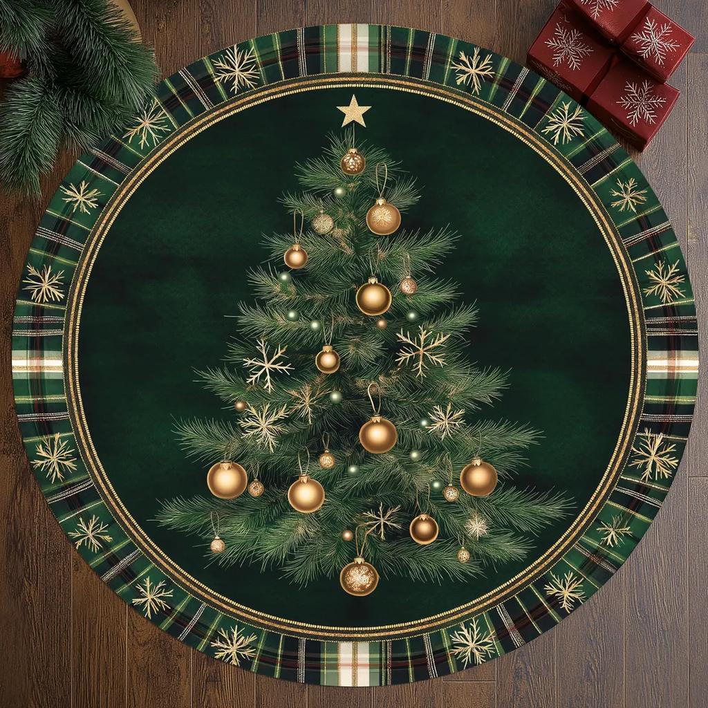 Weihnachts-Poinsettia Blumenmuster Runder Teppich Rutschfeste Stuhlunterlage für Wohnzimmer, Schlafzimmer Dekor Weicher Teppich