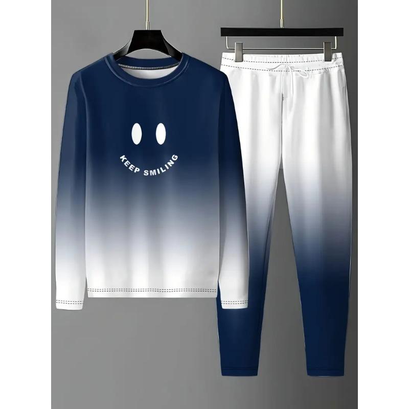 Vintage Trainingsanzug Frühling Übergroßes Set Druck Langarm T-Shirt+Hose Jogger Sportbekleidung Lässig Streetwear 2-teiliger Anzug