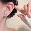 Butterfly Zirconia Silver Stud Earrings for Women, Light Luxury, Niche Style, Ear Bar Clasp Without Ear Holes