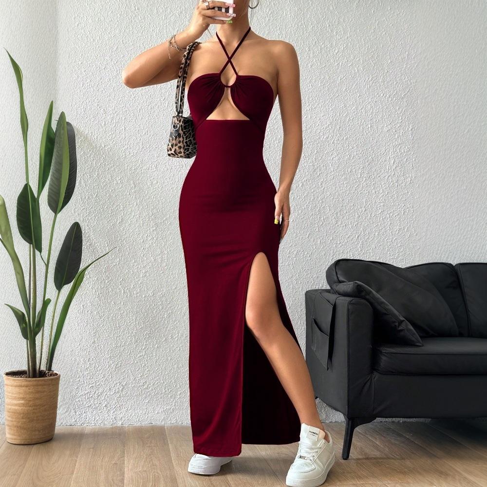 2026 Women s Spring and Summer New Sexy Neck Dress Celebrity Temperament Skinny Slim Dress S
