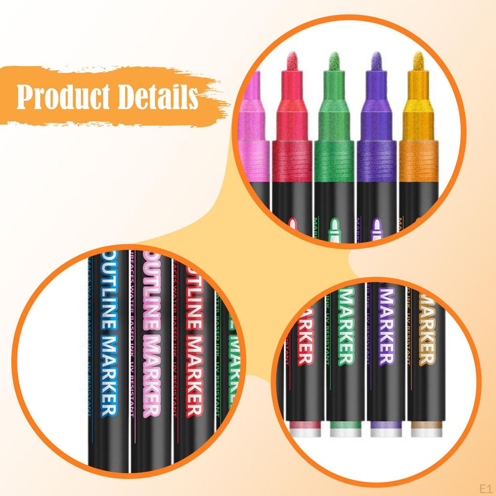 Double Line Outline Markers Craft Pens School Supplies Highlighter for Making Cards