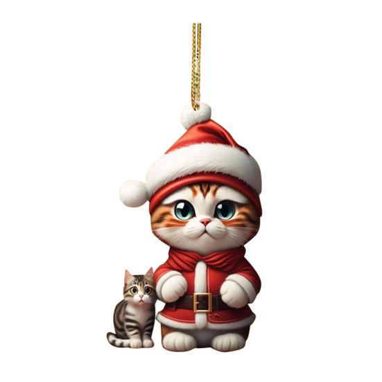 

Рождественский кот Украшение Рождественской елки Подвесной рюкзак Брелок Акриловый праздничный аксессуар для 6