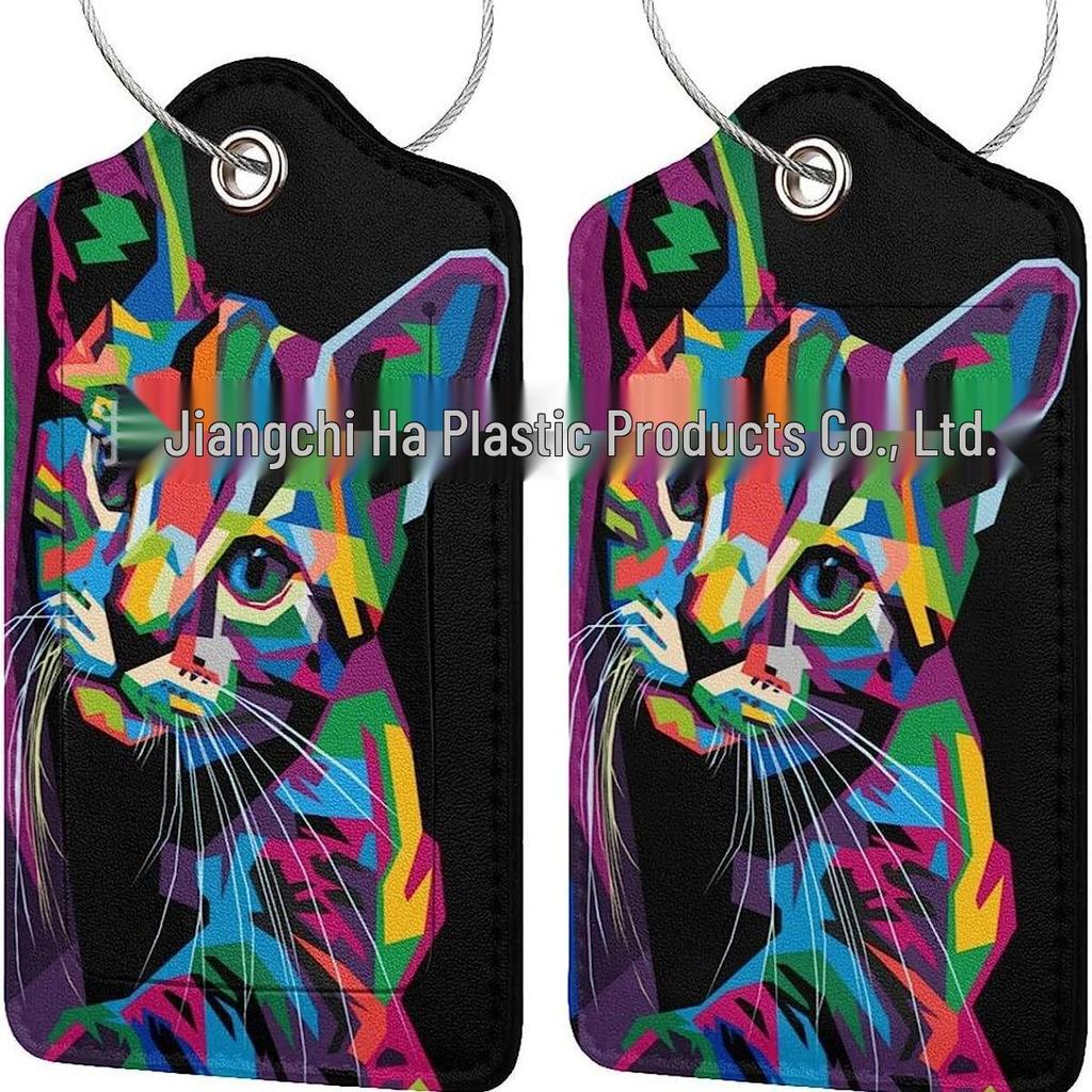 Stylish Printed Leather Luggage & ID Tag Set