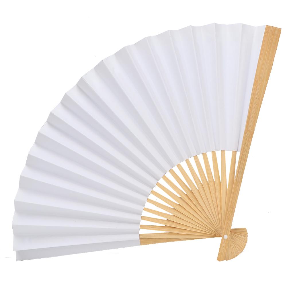 White DIY Paper Wood Folding Fan Calligraphy Painting Drawing Fans Decor Gift