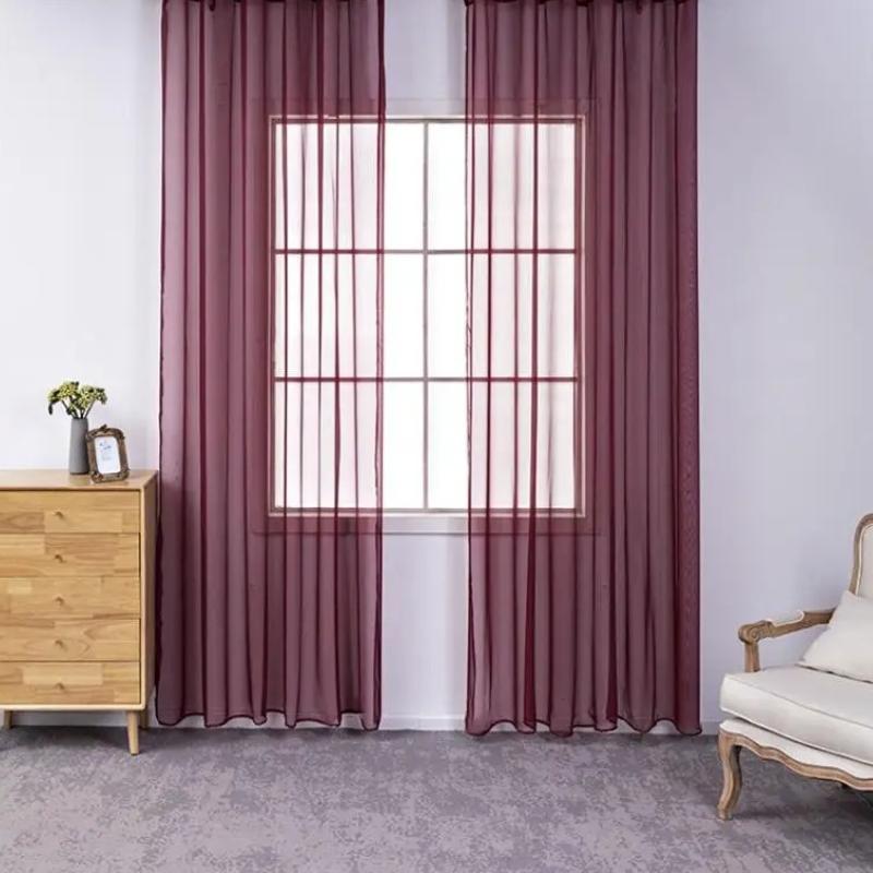 1pcs Beautiful Home Decoration Curtain Translucent Solid Color Gauze Curtains Gorgeous Hotel Living Room Decor Window Blind