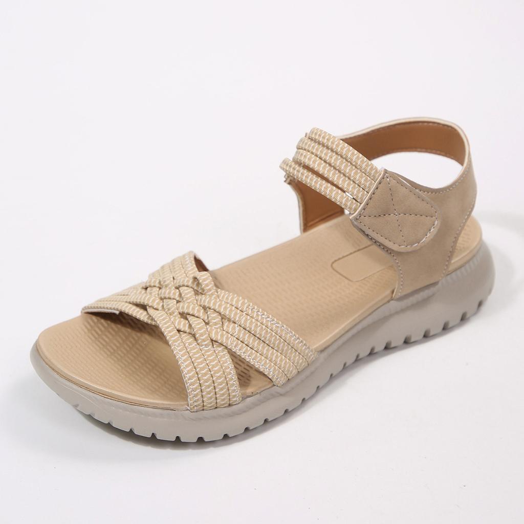Velcro Slip-on Thick-soled Summer Sandals for Women, Large Size, Beach Shoes