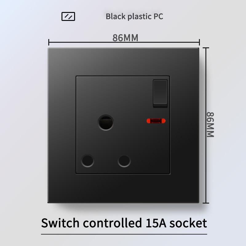13A British Standard Socket with USB & Type-C Fast Charging, Light Switch, Black Panel for Hong Kong & Macau