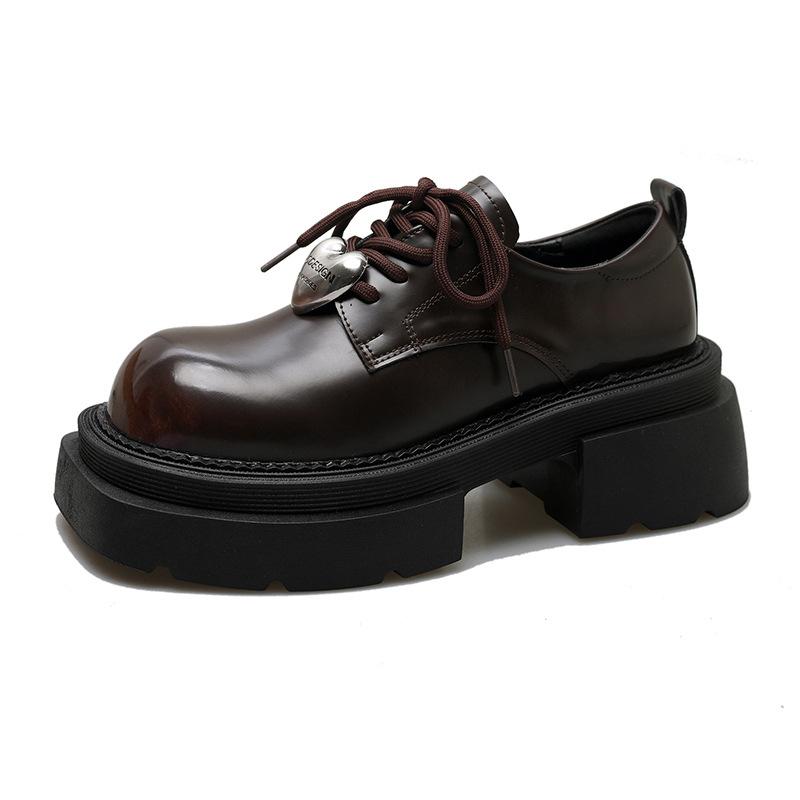 

Niche square head British style platform loafers women s spring 2025 new Korean lace-up thick heel single shoes 2025 40