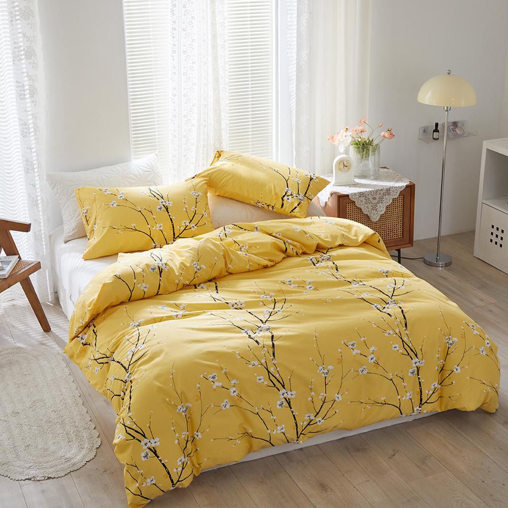 High Quality Plum Blossom Double Duvet Cover Set Skin Friendly Queen Quilt Cover and Pillowcase Comfortable Durable Bedding Set