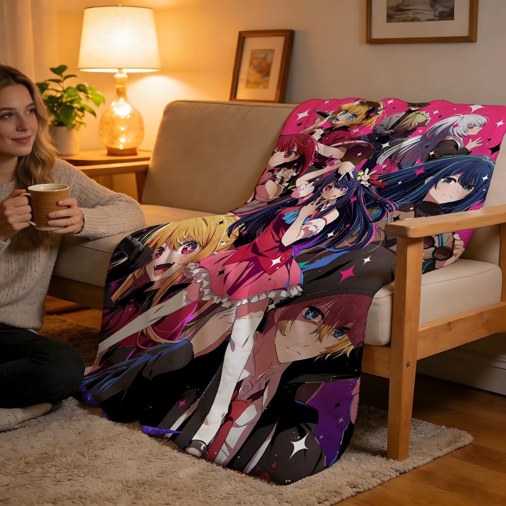 Throw High-Density Short Plush Blanket For Sofa Nap Air-Conditioned Room Soft Skin-Friendly Anime Oshi No Ko Hoshino Ai