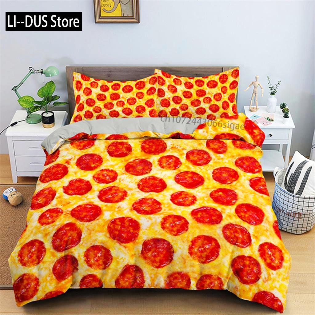 Zestaw pościeli Hamburger Wzór przekąsek Poszwa na kołdrę Twin King Dla dzieci Dorosłych Dekor Mikrofibra 3D Poszwa na kołdrę z pączkiem z poszewkami na poduszki