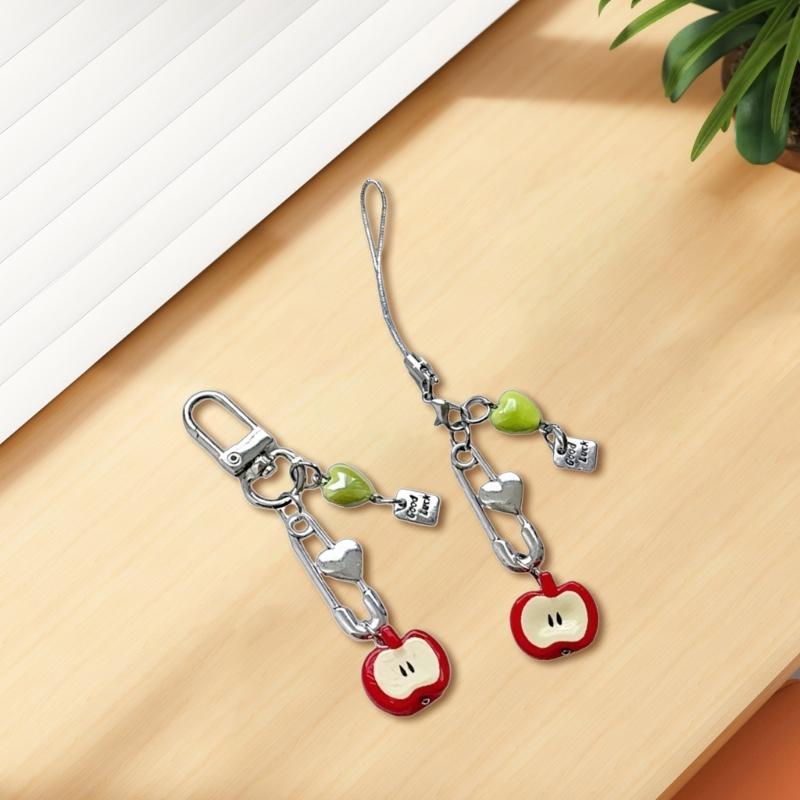 Handmade 3D Fruit Phone Charm Resin Beaded Keychain Fashion Bag Accessory Suitable for Phone and Schoolbag Bag and Key