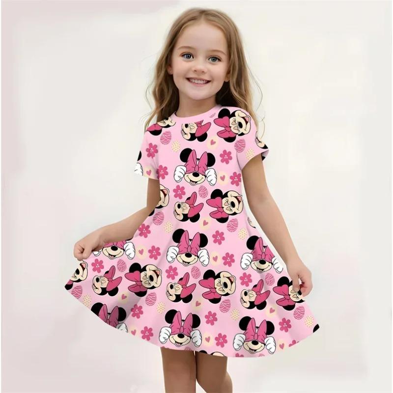 

Мультяшна сукня з принтом Міккі для дівчаток Літня мода Плаття принцеси для дітей на кожен день повсякденний одяг з коротким рукавом 130