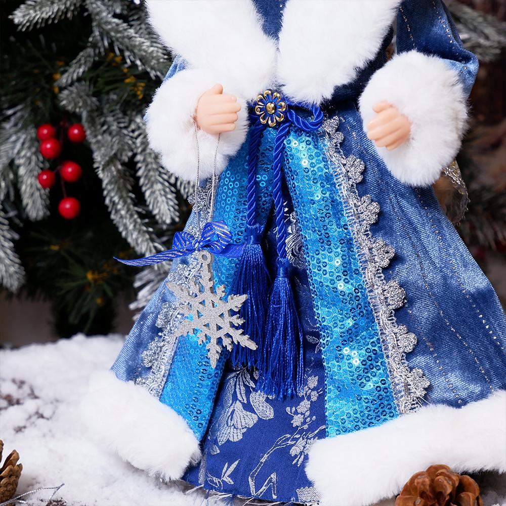 Bambola Fanciulla delle Nevi con Paillettes Blu da 40 cm, Ornamento Decorativo per la Casa del Capodanno Russo e Natale