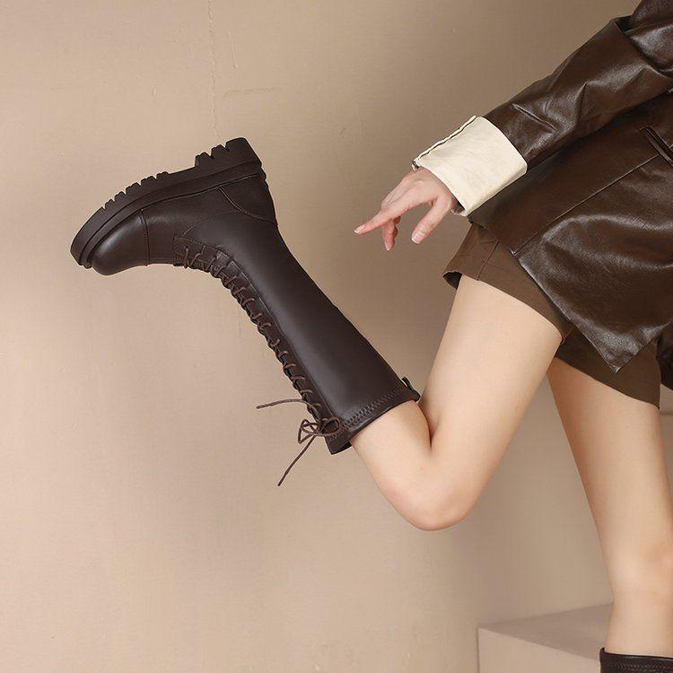 Boots Women s Skinny Tall Platform Boots White Fleece Small Knight Boots Shoes 35