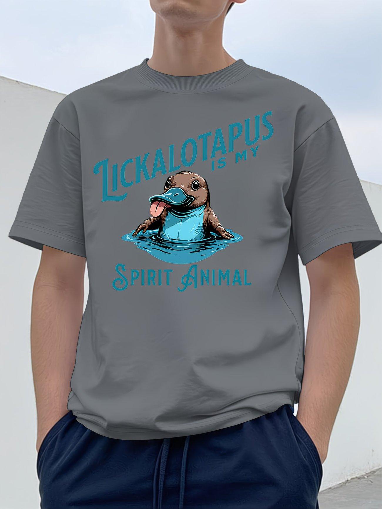 

Men s Streetwear T-shirt | Platypus Print | Letter Graphic 4XL