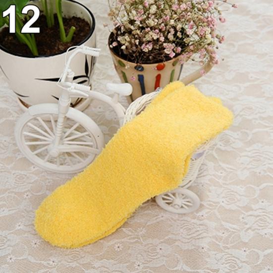 Mulheres menina inverno quente engrossar coral velo fofo cor sólida meias de dormir