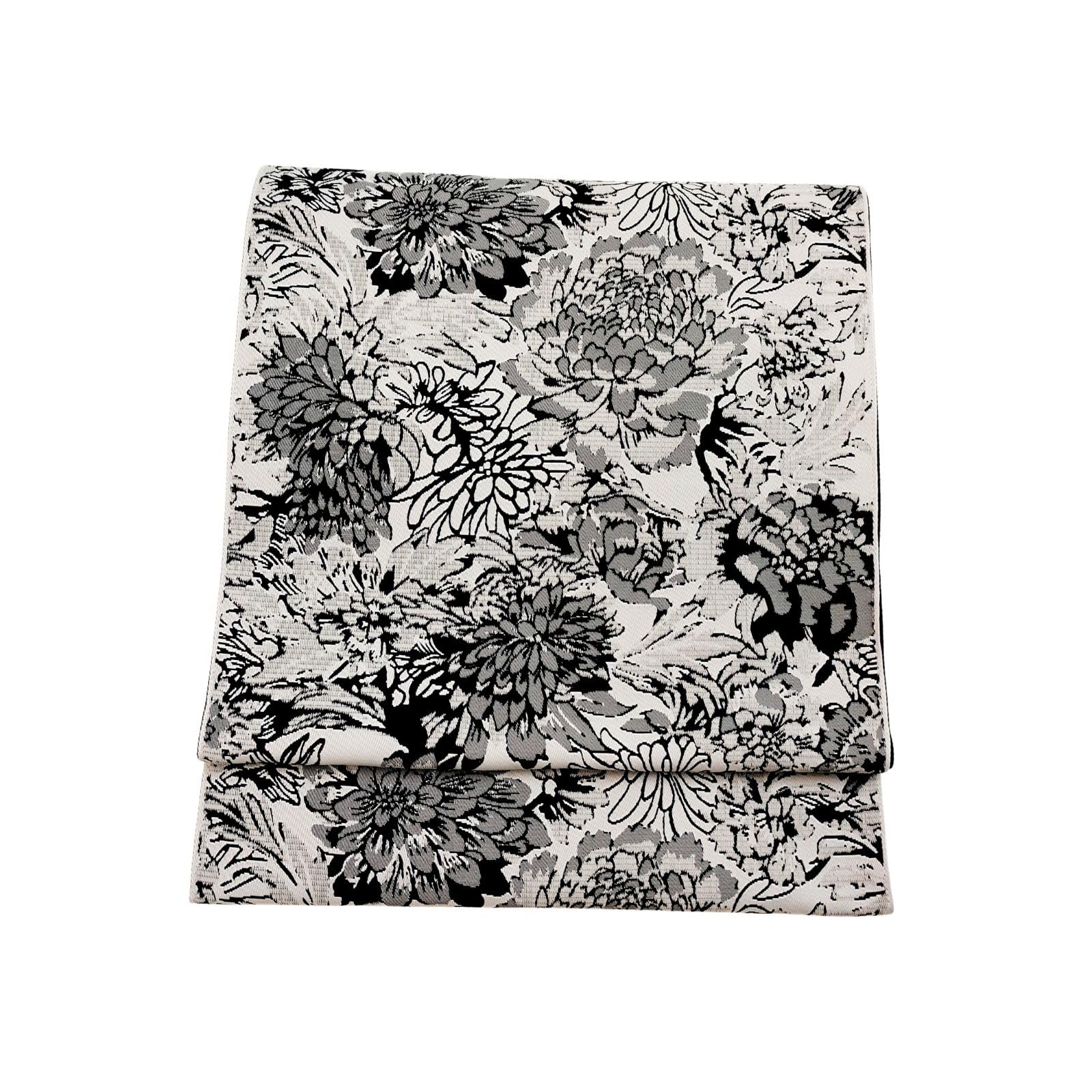 

Eight-inch Nagoya obi, pre-made, made in Japan (h16s, chrysanthemum pattern)