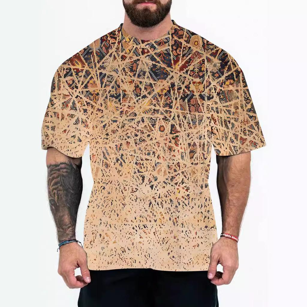 Summer New Men's 3D Abstract Printed Loose Men's Short Sleeved T-shirt
