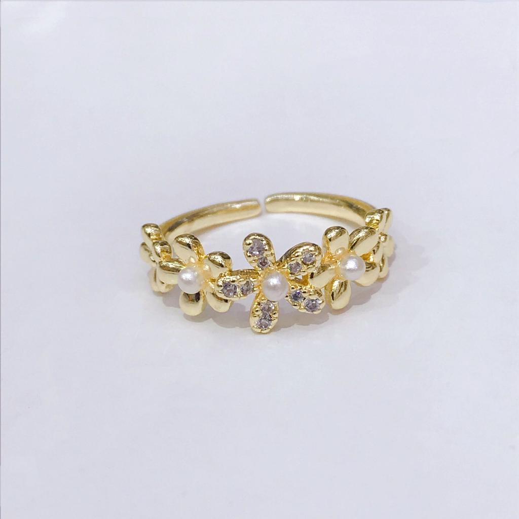 Cute Romantic Purple Four Leaf Zircon Flower Adjustable Rings for Women Gold Color Stainless Steel Jewelry Gift Anillos De Mujer