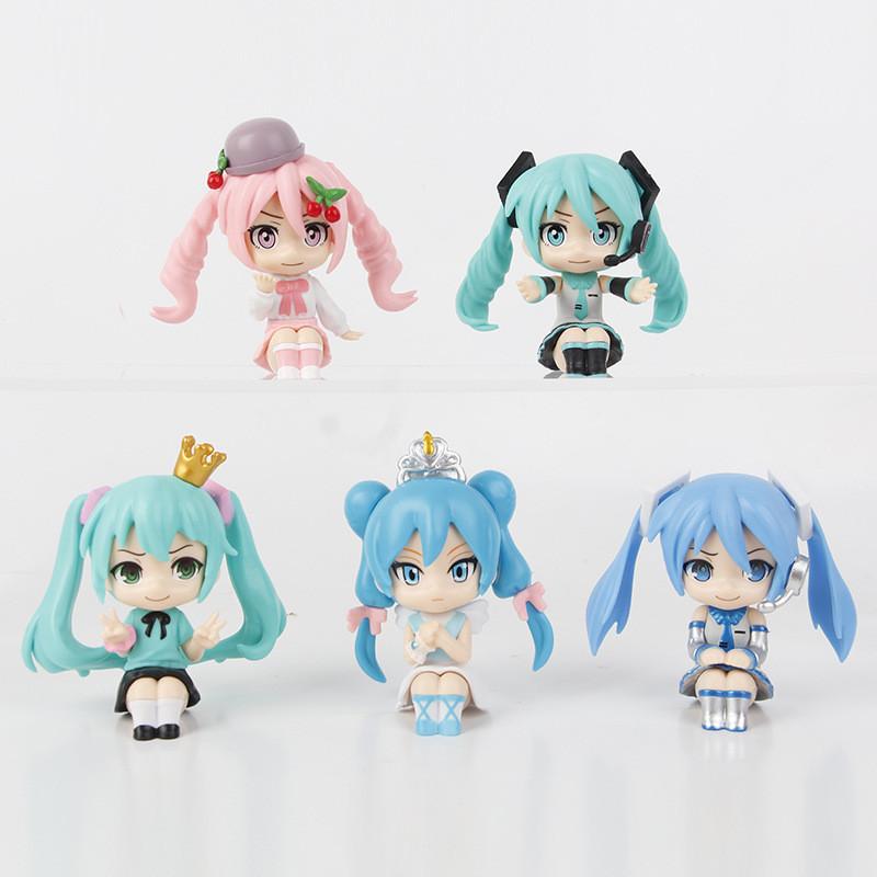 Adorable Q Version Hatsune Miku Figurine Pvc Anime Collectible Doll Set For Fans