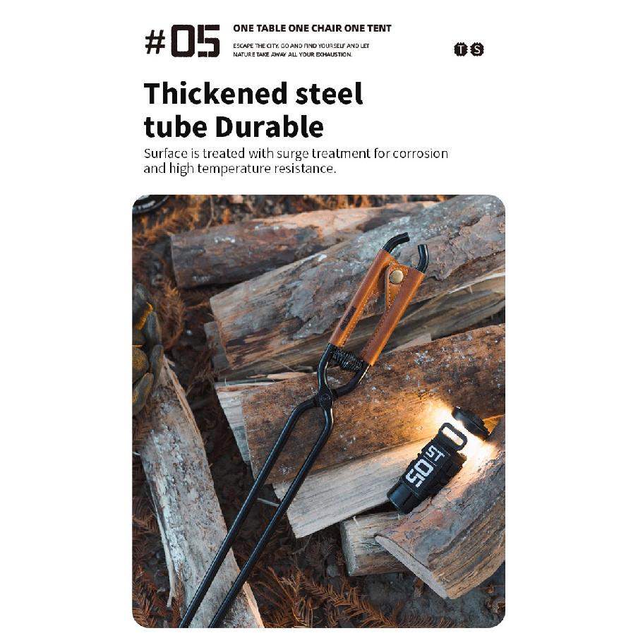 ShineTrip Neuer Outdoor Camping Feuerhaken Verdickter Anti-Verbrühungs-Kohlenstoffstahl Feuerhaken Picknick BBQ leicht tragbar