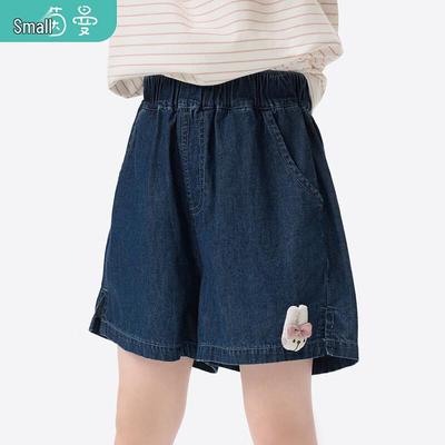 Xiaoyinman Girls' Loose Fit Pure Cotton Bunny Denim Shorts