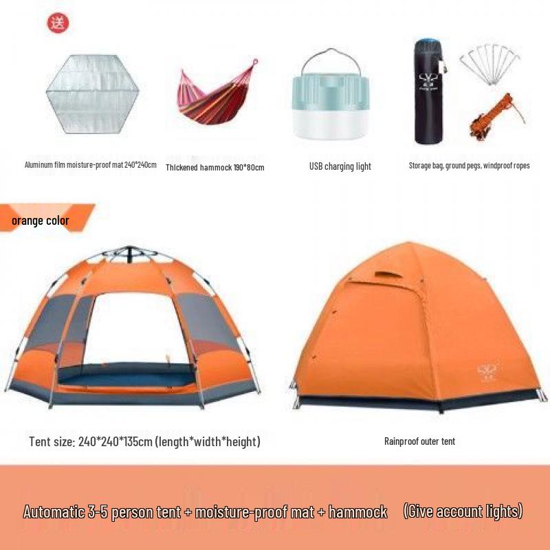 Quick Open Folding Double Layer Tent for 3-5 People - Perfect for Camping, Beach, or Park