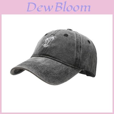 Vintage Style Adjustable Cotton Baseball Cap With Retro Palm Tree Embroidery For Trendy Couples