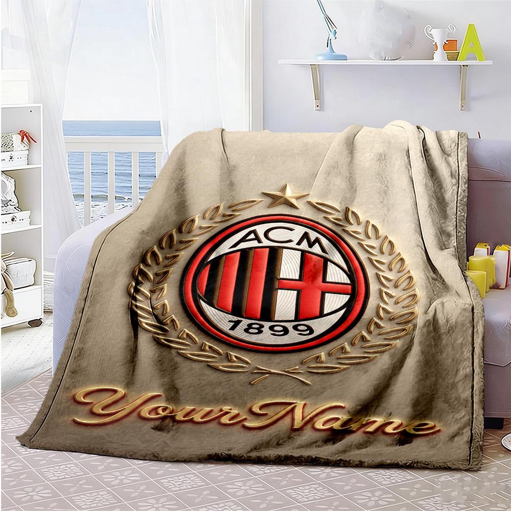 Ac Milan Customize Your Name Blanket Lightweight Customizable Blanket Warmthful Decor Suitable for Office Bedding Picnics Sofa Four Seasons Universal