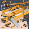 Multifunctional Alloy Construction Truck Toy Set: Excavator, Crane, and Transporter for Children