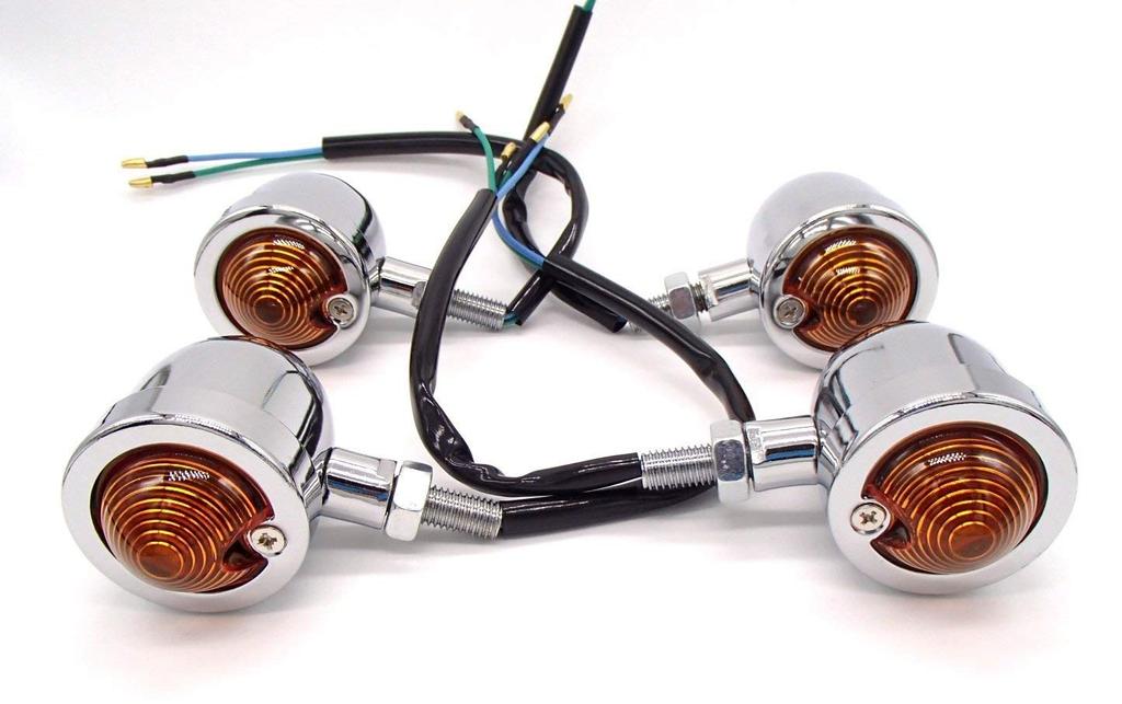 Karun Steed Monkey Bullet Turn Signals Set of 4 Billet Bullet Bike Custom (Silver)