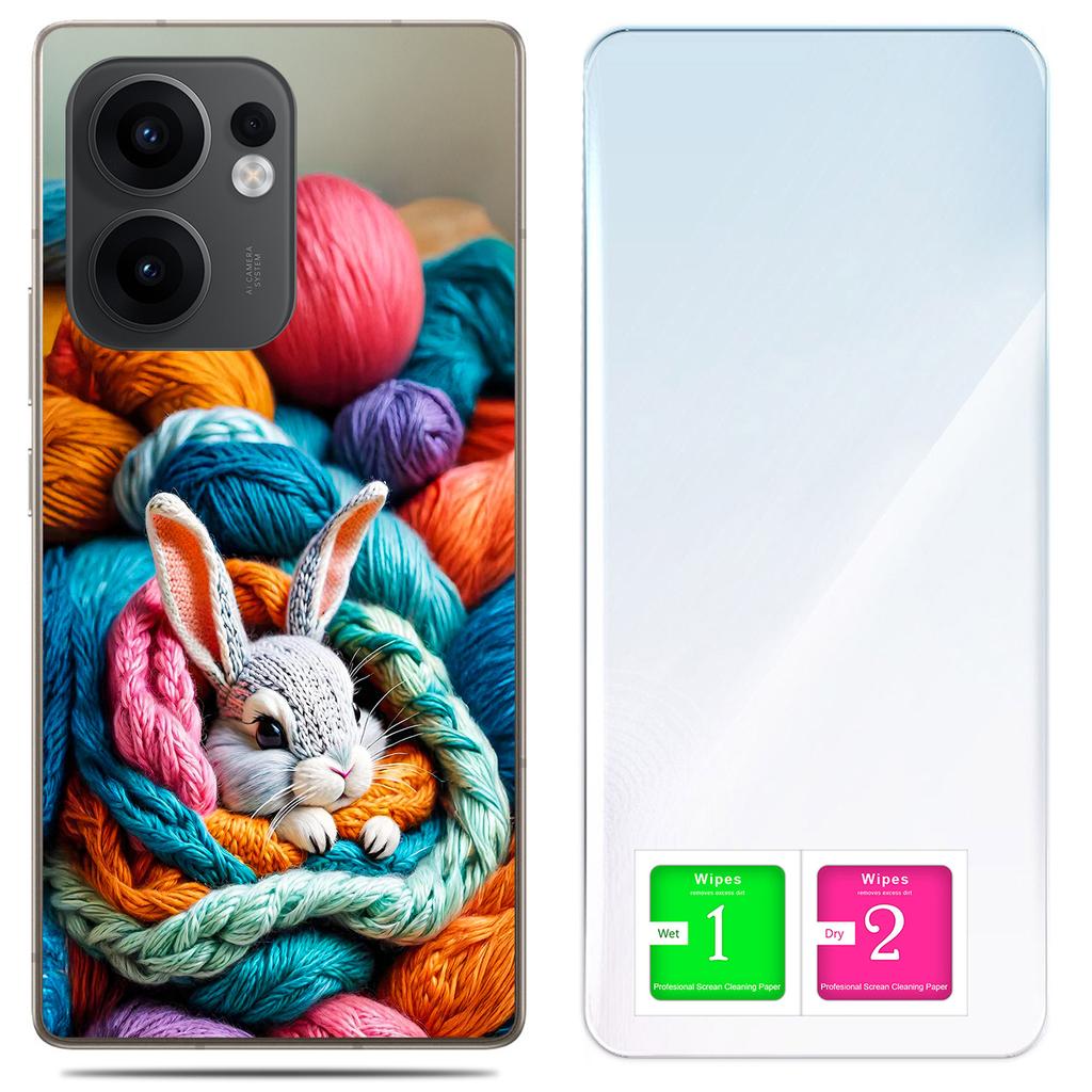 Etui Do Oppo Reno 13F 5G / 13 Fs 5G Foto Case Plecki Królik + Szkło 9H