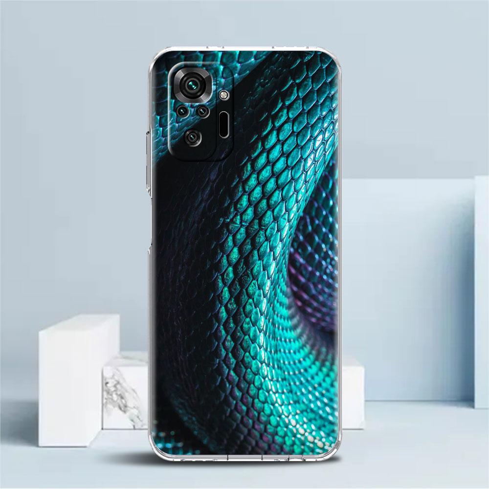 Snake Skin Print Case For Xiaomi Redmi Note 11 Pro 10 9 9S 8 8T 7 9A 9C 9T 10 10C K40 Clear TPU Soft Phone Cover