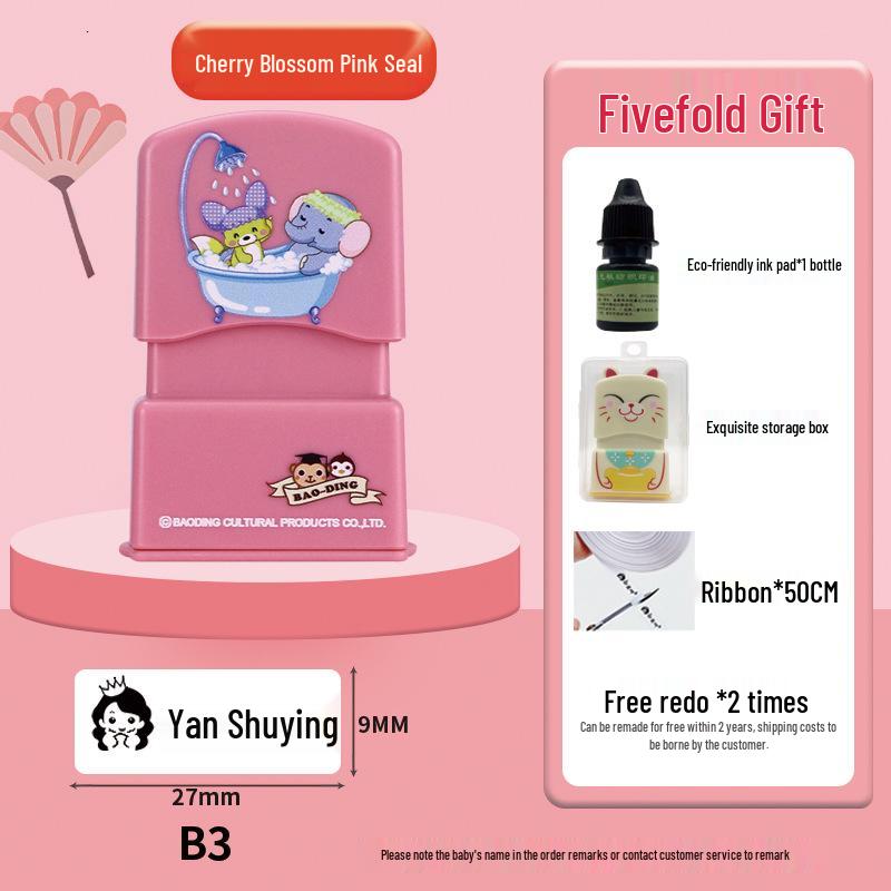 Custom Waterproof Name Stamp and Sticker Set for Children