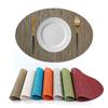Nordische effen kleur bamboepatroon PVC placemat Teslin ovaal westerse eettafelmat antislip eettafelmat warmte-isolerende mat