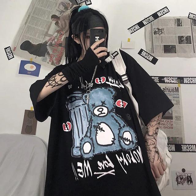 Korean Style Harajuku Women's Dragon Print T-shirt Lazy Women's Top Casual Loose Short-sleeved T-shirt Trendy Unisex Clothes Oversized T-shirt