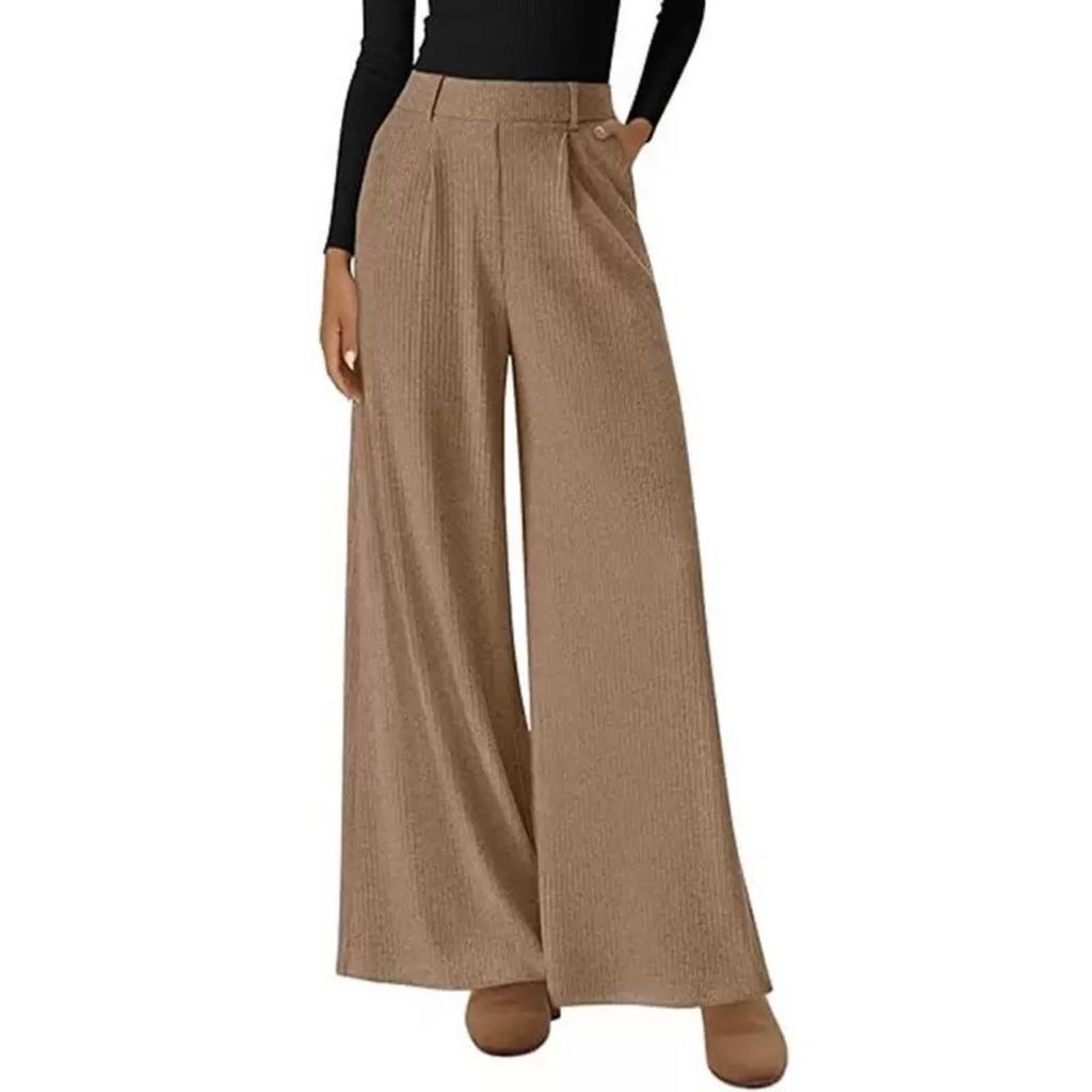 New Women's Casual Solid Color Wide Leg Straight Trousers, Comfortable Draping Pants For Autumn Winter