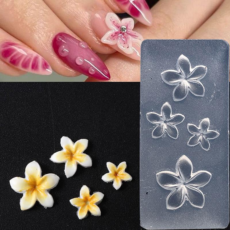5D Flower Mold Nail Carving Mould Stencils Plumeria Flower Spring Nail Art Decorations Manicure Template Diy Manicure Decor Tool