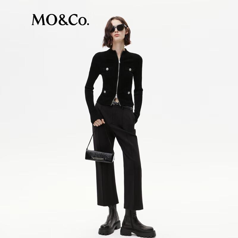 

MO&Co. Женский кардиган облегающего кроя, короткий, вязаный, на двойной молнии S (160)