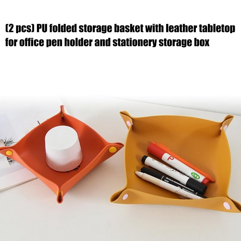 Doubl Size PU Leather Desk Tray Office Supplies for Stationery Makeup Tools Efficient Space Management