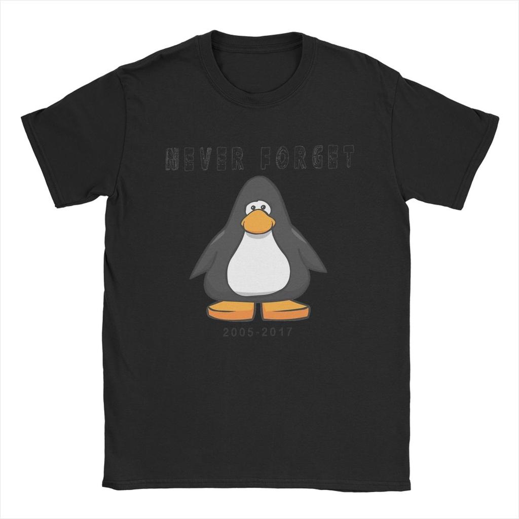 Men's Club Penguin Never Forget T Shirts Cotton Clothes Funny Short Sleeve Crewneck Tee Shirt Big Size T-Shirts