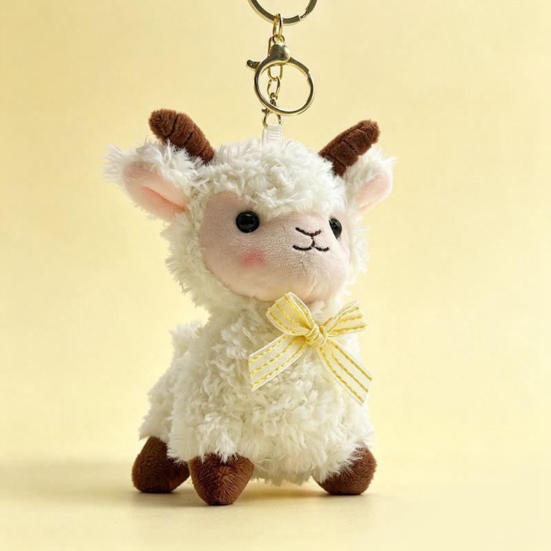 1 Pièce 12cm Mouton Moelleux Doux Sacoche Remplie Porte-clés Déco Mascotte Nouvel An Cadeaux d'Anniversaire Breloque de Sac