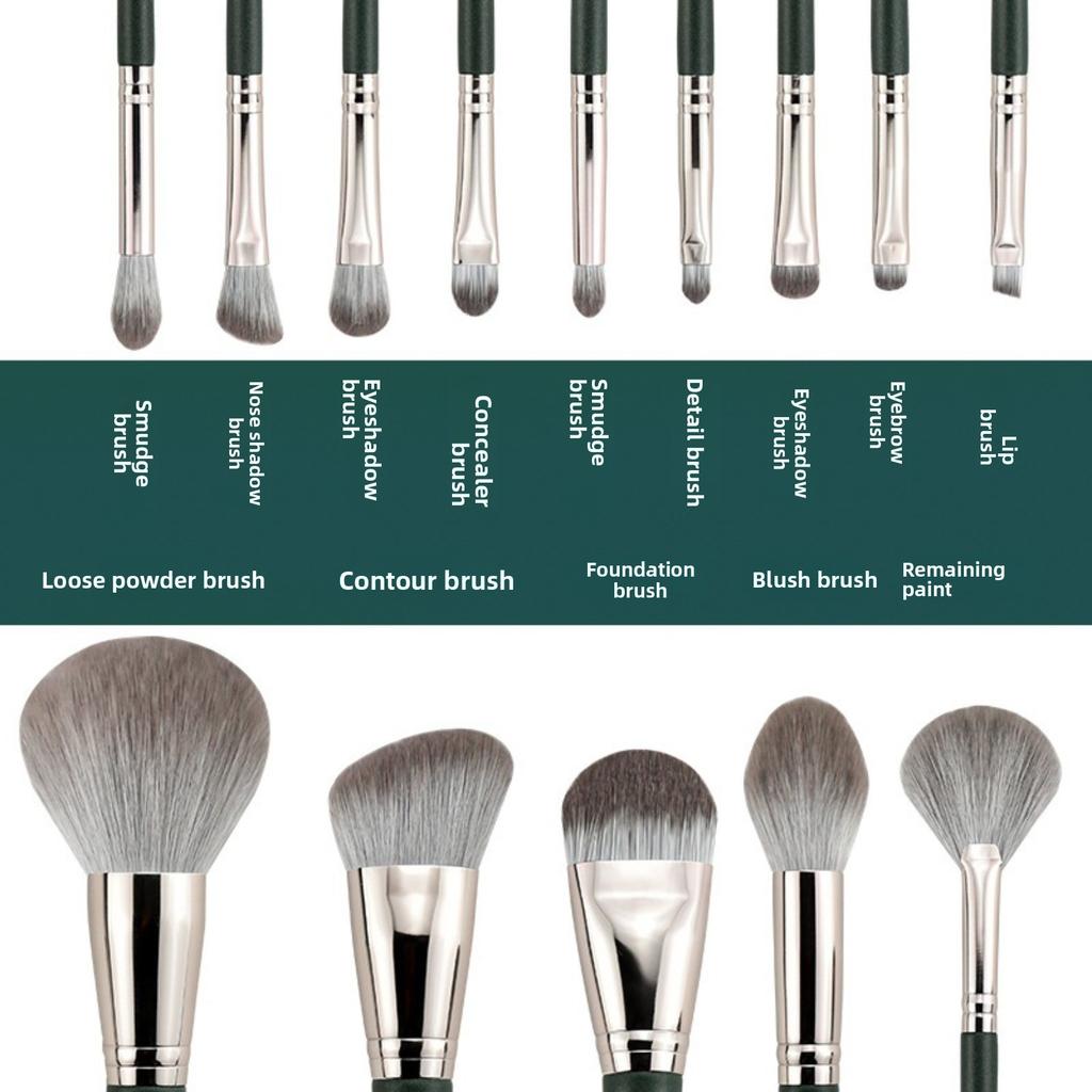 14 Pcs Green Cloud Makeup Brush Set, Large Powder Brush Concealer Brushes, Portable High Quality Makeup Kit for Students